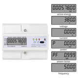 Three Phase Watt Hour Meter LCD Display Multifunction 380V Rail Type 7P Electric Energy Meter 5(100)A with RS485 Communication