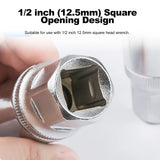 4-Piece Stud Extractor Set with 12.5mm Square Drive, 6/8/10/12mm Sizes, Includes Carrying Case