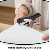 E-Easy To Use-3 Piece Heavy Duty Plier Stapler Hand Hold Stapler 50 Sheet Capacity Desk Stapler For Home School Black