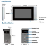 Wireless Wifi Video Doorbell System, 1080P Doorphone Door Camera, 7 Inch 2pcs Touch Screen, Video Intercom for Home 2 Wire