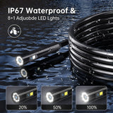 ES03 5" IPS Dual Lens Endoscope Camera Lights 1080P Photo Video Inspection Borescope IP67 Waterproof 16.5FT Industrial