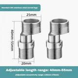 2PCS Stainless Steel Angled Curved Shower Adapter Angle 360° Rotatable Eccentric Screw Corner Wall Mounted Shower Faucet Adapter