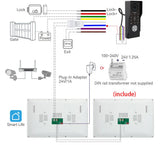 New 2 Wires Tuya 5G Wifi 1080P Video Intercom Video Door Phone 7'' Touch 2pcs Monitor Video Doorbell Door Camera Security System
