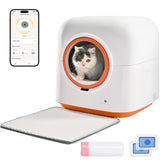 Automatic Self-Cleaning Smart Cat Litter Box 60L Odor-Eliminating Capacity Anti-Pinch Safety APP Control Hands-Free Waste