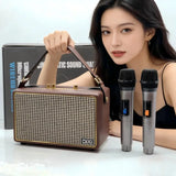 SK-2036 Portable Wireless Bluetooth Microphone Speaker System Dual-Mic Set Karaoke Outdoors Handheld Plaid/Patterned Speakers
