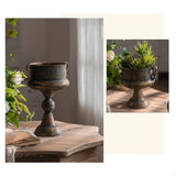 New Embossed Iron Planter Pot For Front Entry Backyard Or Interior Displaying Flowers Greens Artificial Elegant Living