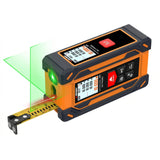 SNDWAY 4-in-1 Green Laser Rangefinder with Tape Measure，Dual-Sided Color Screen, Rechargeable, Multifunctional Measuring Tool