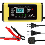 12V 6A Car Battery Charger Electric Motorcycles Charger Car and Motorcycle Battery Charging Unit for Lead-Acid AGM GEL Batteries