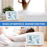 Baldr Wireless Weather Station Digital DCF Wall Table Atomic Alarm Clock Hygrometer Thermometer Frost Alert Forecast Sensor -40C