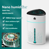 Nano humidifier for household high fog creative mini humidifier 1000ml large capacity 4 levels