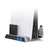 -For PS5/Slim Pro Multi-Function Cooling Base With Dual Wireless Controller Mobile Hard Disk Storage Rack