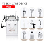 Portable 9 in 1 Facial Care Skin Equipment Peel Firming Dermabrasion Oxygen Jet Facial Care Machines Hydra Bubble Beauty Machine