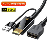 HDMI-Compatible To DisplayPort Cable 4K@60Hz Source To DP Display Monitor Cable for PC Laptop PS5 Xbox