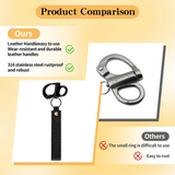 Firefighter & Marine Gear Quick Release Clip Shackle For SCBA Mask - Leather Handles, Stainless Steel Construction