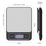 6kg/0.1g 10kg/1g Digital Touch Kitchen Scale Fully Waterproof Stainless Steel Weighing Recharge Scales Baking Measuring Tools