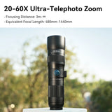 APEXEL T60 Cell Phone Monocular Telescope 20-60X Telephoto HD Telescope Phone Lens Monoculars Zoom Kit with Triangle Bracket