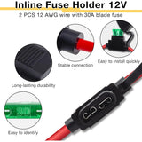 2Pcs Waterproof Standard Inline Fuse Holder 10/12/14/16/18  AWG Wire ATM Blade Fuse 10A 15A 20A 30A 40A for Boat RV  Truck