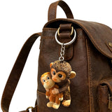 3D Resin Monkey Keyring Charm Pendant Lightweight Cute Monkey Holding Plush Pendant for Women Girls Backpack Purse Car Keys