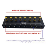 8-Channel Portable And Rechargeable Audio Mixer For Outdoor Music Events, Suitable For Instruments And Microphones