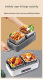 2.4L Double-layer Heated Lunch Box 220V Electric Heating Insulated Lunch Box 304 Stainless Steel Inner Pot Lunch Heater