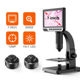 G2000 7 Inch IPS 1080P Digital Biological Microscope Magnifier 2000X 12MP Video Microscope Camera for Electronics Soldering