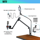 E-Easy To Use-Foldable Recording Microphone Holder Suspension Boom Scissor Arm Stand Holder With Mic Clip Table Mounting Clamp