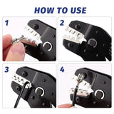 Crimping Tool Kit with Bag, 6 Interchangeable Dies, Adjustable Crimping Range, Multifunction Crimper Pliers for Various Crimp