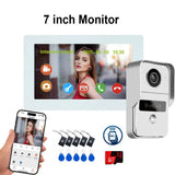 Tuya Wifi Video Doorbell 1080P 7 Inch HD Color Touch Screen Smart APP Home Visual Intercom Kits for RFID Access Control System