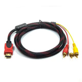 1.5M 5FT HDMI-Compatible Av Male To 3 RCA Conversion TV Set-Box DV DVD Audio Video Cable to 3rca Digital Wire Converter Adapter