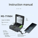18650 Charger Solar Lithium Battery Smart Charger Type-C Four-Slot Multi-Function Outdoor Charger