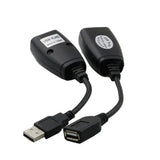 1 Pair USB to RJ45 LAN Ethernet Extension Cable Adapter 50M Distance Extender Converter Over Cat5E/6 Cord Computer Accessories
