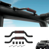 Exclusive Front Roll Bar Aluminum Alloy Grab Handles for Ford Bronco 2021 2022 2023 Interior Accessories (Black)