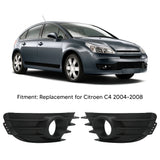 1 Pair Front Bumper Fog Light Grille Black Fog Lamp Cover Trim Replacement for Citroen C4 2004‑2008 Fog Light Frame Cover