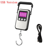 60kg Digital LCD Hanging Hook Scale 10g Electronic Luggage Fish Scales Battery/USB Stainless Steel Panel Handle Weighing Balance