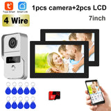 1080P 7 Inch 3pcs Touch Screen 5G Wifi Video Doorbell, Smart TUYA Home Video Intercom Rceord Kit ID Unlcok 4-Wire Connection