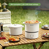 110V 220V Electric Cooking Pot Folded Hotpot 2L Multicooker Fried Pan Mini Rice Cooker Non-stick Electric Skillet for Travel
