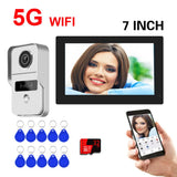 5G Wifi TUYA 1080P 7 inch Touch Screen Video Intercom Access Control Video Doorbell System Doorphone Door RFID Unlock Camera