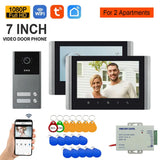 Home 7inch LCD Wifi for Apartments Residential 1080P Intercom Doorbell with RFID Card Unlock 2/3/4 Unit Video Door Phone System