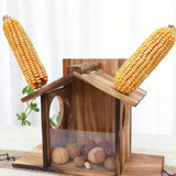 2025 New Natural Pine Squirrels Feeding Station With Clear Observation Window For Garden Installation