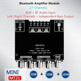 DC 12-24V Digital Amplifier Module Left/Right Channels + Subwoofer Output BT SZM & AUX Audio Input for 20-100W 4-8Ω Loudspeaker