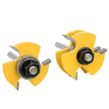 2Pcs T shape Router Bit 3 Teeth 1/4 Shank Woodworking Tool for Wood MDF Particle Board Wood Milling Tools