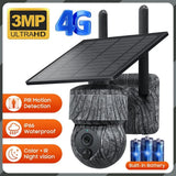 4G WIFI Solar Powered Wireless Trail Camera, Traps with Live View Alarm, Human Detection, PTZ Camera for Home Security Hunting