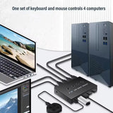 4 In 4 Out KVM USB3.0 Hub Switch Shared USB2.0 Printer Splitter Switcher Controller Adapter for PC Laptop Keyboard Mouse Monitor