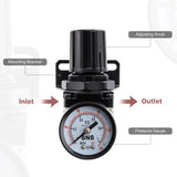 Pneumatic Air Pressure Regulator AR3000-N02 1/4 NPT Port Thread 0-150 PSI Gauge Aluminum Alloy