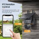 4G WIFI Solar Powered Wireless Trail Camera, Traps with Live View Alarm, Human Detection, PTZ Camera for Home Security Hunting