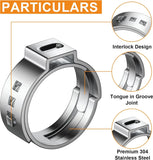 140PCS 7-21mm 304 Stainless Steel Single Ear Stepless Hose Clamps Kit Water Pipe Clip Clamp Rings for Sealing pipe Crimp clamp