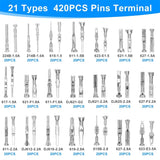 820pcs 21 Types Car Electrical Wire Connector Pin Terminal 1/1.5/1.8/2.2/2.8/3.5mm Removal Non-Insulated Male Female Crimp Pins