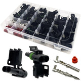 10 set Delphi 2.5mm Waterproof Electrical Wire Connectors 2 Pin Weather Pack GM Automotive Female Male Socket Plug 18-14 AWG