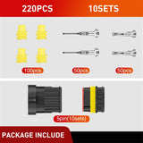 220PCS 10 Sets 5 Pin Electrical Connector ‎Plug 5 Way Automotive Connect Male Female Terminal Wire Connectors Waterproof Set
