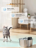 OEM 3.2L Stainless Steel Wireless Cat Water Fountain 4000mah 3 Modes Wireless Automatic Pet Drinking Fountain Manufacturer